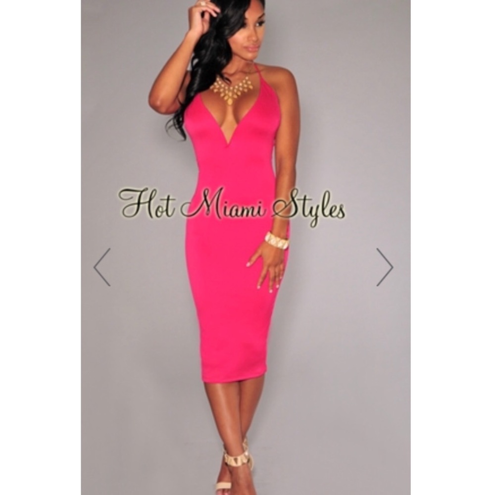 Plunging Halter Lace up Midi dress